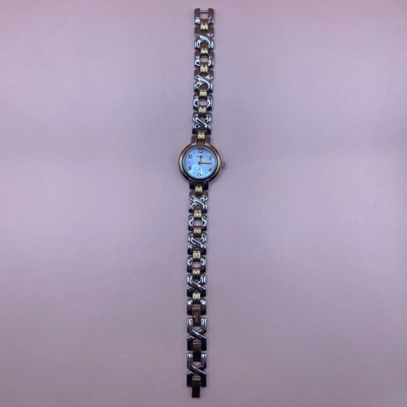 Fossil Watch F2 ES-9046 Stainless Steel Gold Silver Tone Mixed Dial Arabic Women - Picture 13 of 13